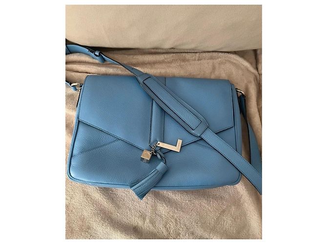 Lancel Nine borsa a tracolla in pelle blu - vista 9