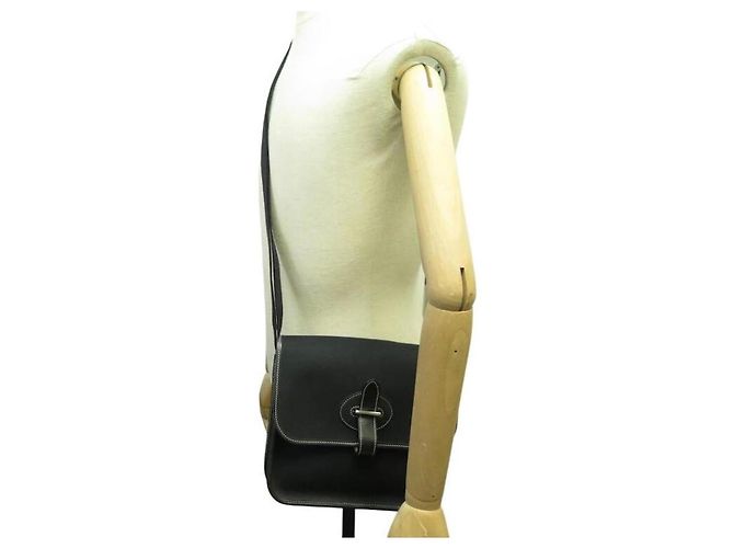 Hermès Buenaventura PM Borsa a tracolla nera in tela Nero - vista 10