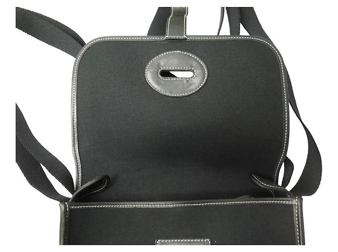 Hermès Buenaventura PM Borsa a tracolla nera in tela Nero - vista 11