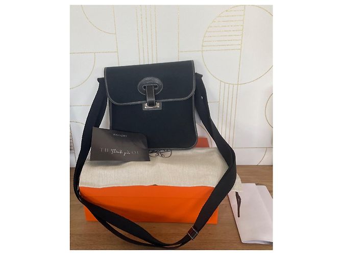 Hermès Buenaventura PM Borsa a tracolla nera in tela Nero - vista 2