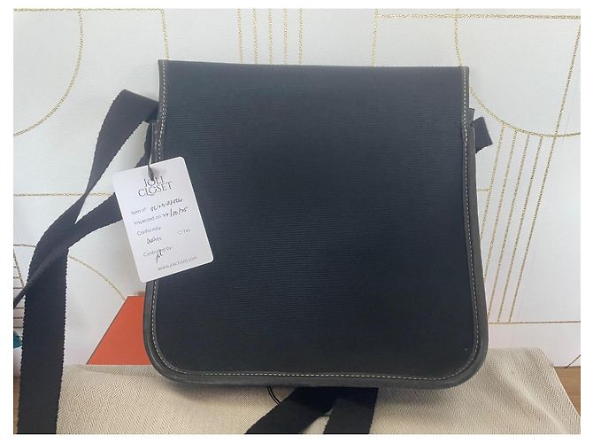 Hermès Buenaventura PM Borsa a tracolla nera in tela Nero - vista 5
