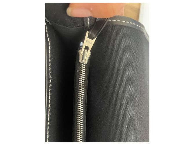Hermès Buenaventura PM Borsa a tracolla nera in tela Nero - vista 6