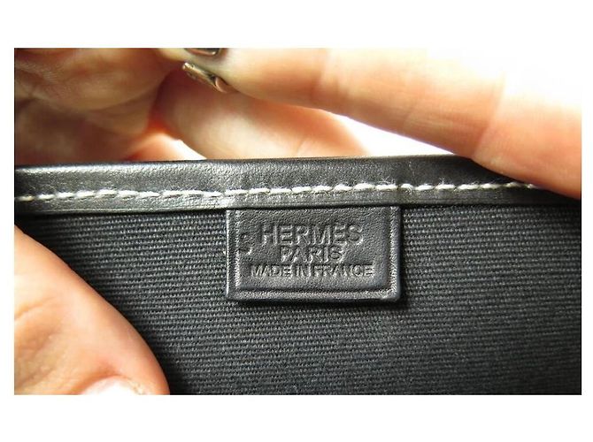 Hermès Buenaventura PM Borsa a tracolla nera in tela Nero - vista 8