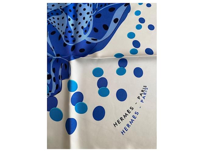 Sciarpa di seta Hermès Hola Flamenca blu - vista 10