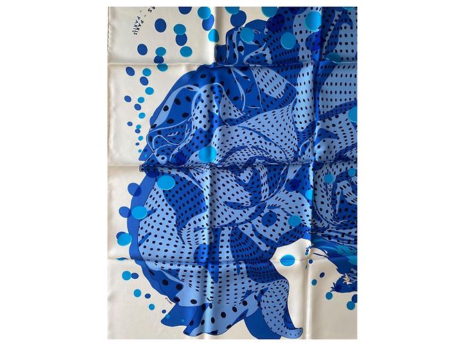 Sciarpa di seta Hermès Hola Flamenca blu - vista 11