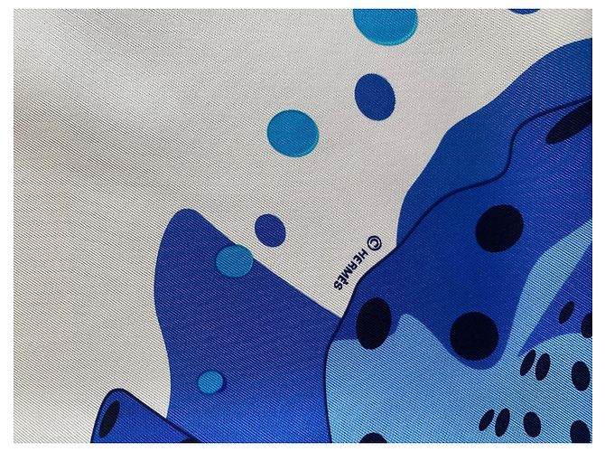 Sciarpa di seta Hermès Hola Flamenca blu - vista 3