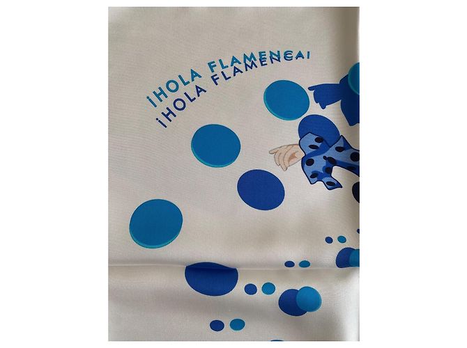 Sciarpa di seta Hermès Hola Flamenca blu - vista 5