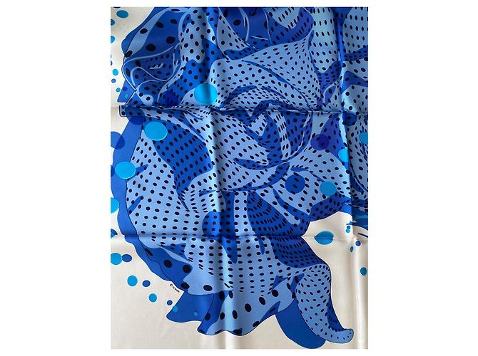 Sciarpa di seta Hermès Hola Flamenca blu - vista 6