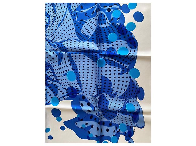 Sciarpa di seta Hermès Hola Flamenca blu - vista 9