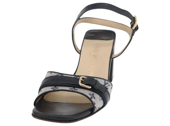 LOUIS VUITTON Sandali Mini Tacchi Monogramma 34 1/2 Blu LV Auth 174619A - vista 19