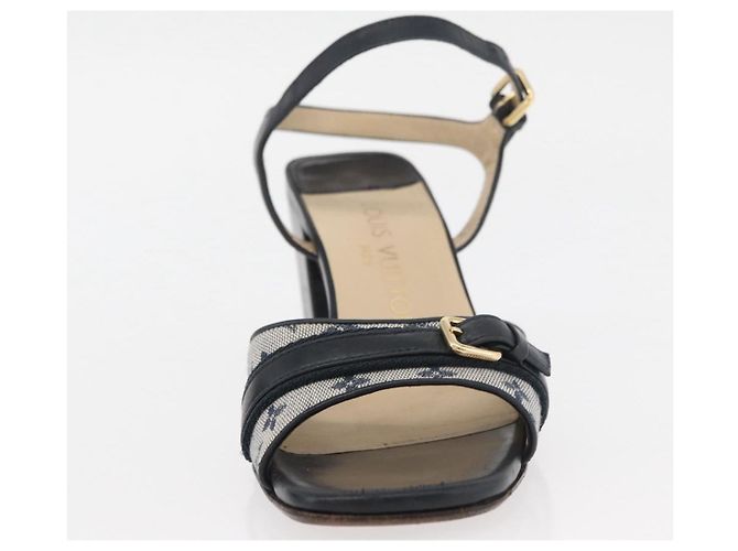 LOUIS VUITTON Sandali Mini Tacchi Monogramma 34 1/2 Blu LV Auth 174619A - vista 28