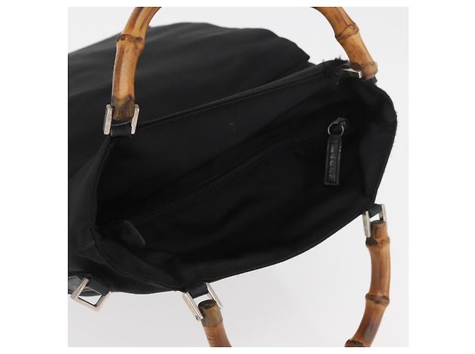 Borsa a mano in nylon nero e argento Gucci Bamboo 002 3754 0506 Auth bs34395 - vista 6