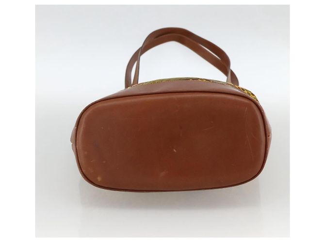 Borsa Tote Salvatore Ferragamo in nylon marrone e oro Auth ka3760A D'oro - vista 9