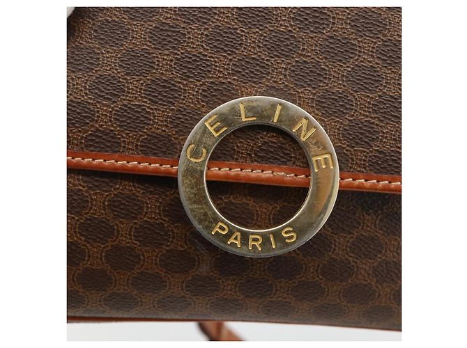 Céline Borsa a spalla circolare in tela Macadam CELINE in pelle PVC marrone oro Auth YKZ1118 D'oro - vista 14