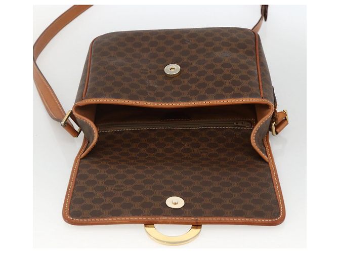 Céline Borsa a spalla circolare in tela Macadam CELINE in pelle PVC marrone oro Auth YKZ1118 D'oro - vista 15