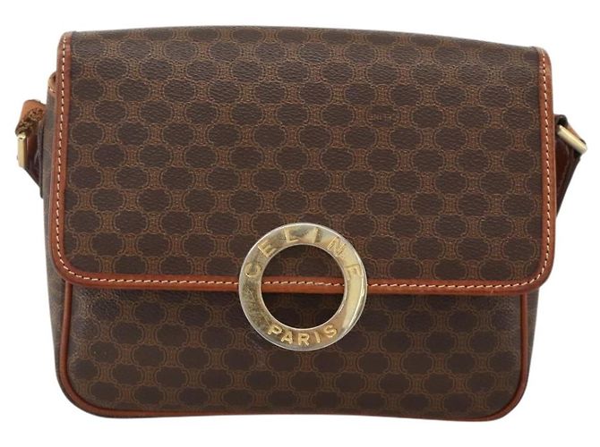 Céline Borsa a spalla circolare in tela Macadam CELINE in pelle PVC marrone oro Auth YKZ1118 D'oro - vista 2