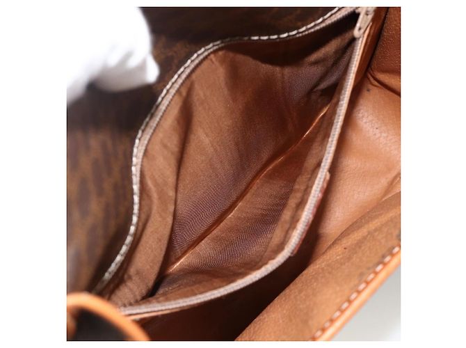 Céline Borsa a spalla circolare in tela Macadam CELINE in pelle PVC marrone oro Auth YKZ1118 D'oro - vista 21