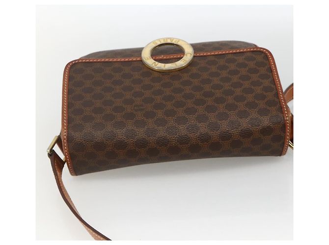 Céline Borsa a spalla circolare in tela Macadam CELINE in pelle PVC marrone oro Auth YKZ1118 D'oro - vista 6