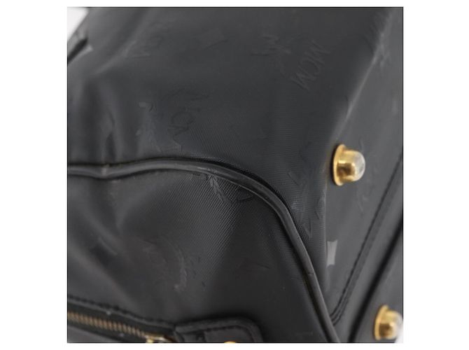 MCM Vicetos Logogram Borsa a Mano PVC Nero Oro Auth 174753 D'oro - vista 10