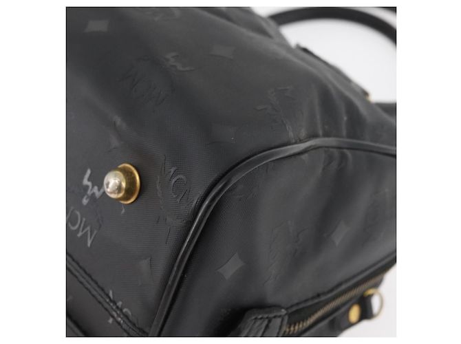 MCM Vicetos Logogram Borsa a Mano PVC Nero Oro Auth 174753 D'oro - vista 11