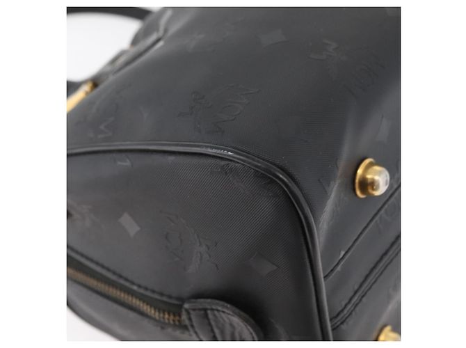 MCM Vicetos Logogram Borsa a Mano PVC Nero Oro Auth 174753 D'oro - vista 12