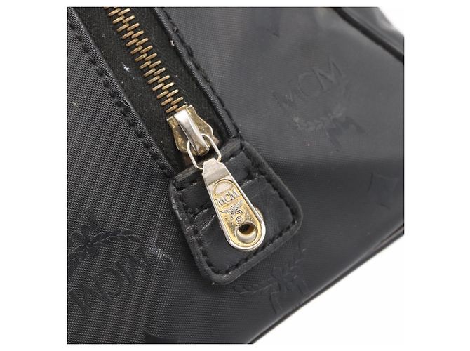 MCM Vicetos Logogram Borsa a Mano PVC Nero Oro Auth 174753 D'oro - vista 14