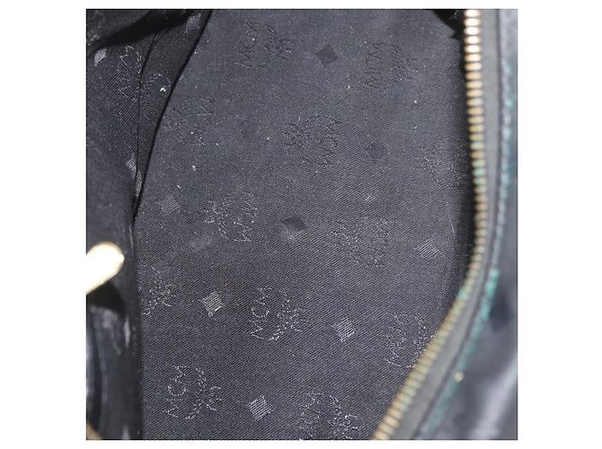 MCM Vicetos Logogram Borsa a Mano PVC Nero Oro Auth 174753 D'oro - vista 17