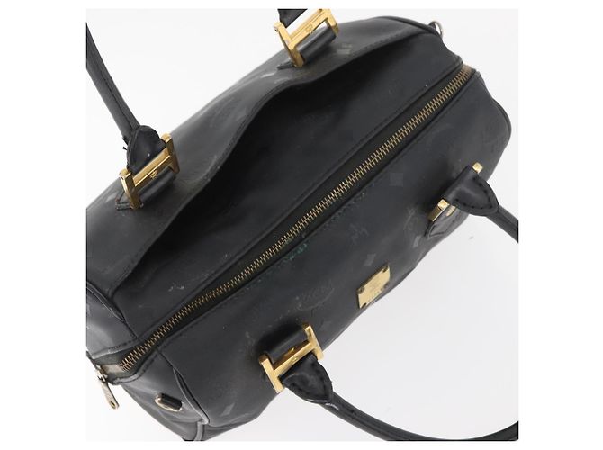 MCM Vicetos Logogram Borsa a Mano PVC Nero Oro Auth 174753 D'oro - vista 6