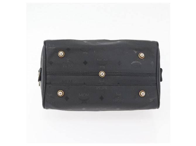 MCM Vicetos Logogram Borsa a Mano PVC Nero Oro Auth 174753 D'oro - vista 9