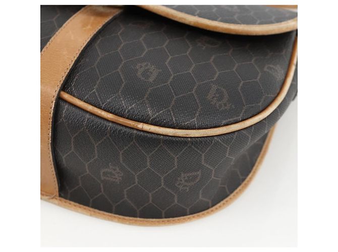 Christian Dior Schultertasche aus Waben-Canvas PVC Schwarz Gold Auth 174371 Golden - Ansicht 10