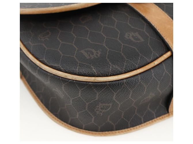 Christian Dior Schultertasche aus Waben-Canvas PVC Schwarz Gold Auth 174371 Golden - Ansicht 11