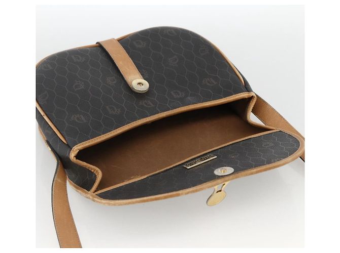 Christian Dior Schultertasche aus Waben-Canvas PVC Schwarz Gold Auth 174371 Golden - Ansicht 15