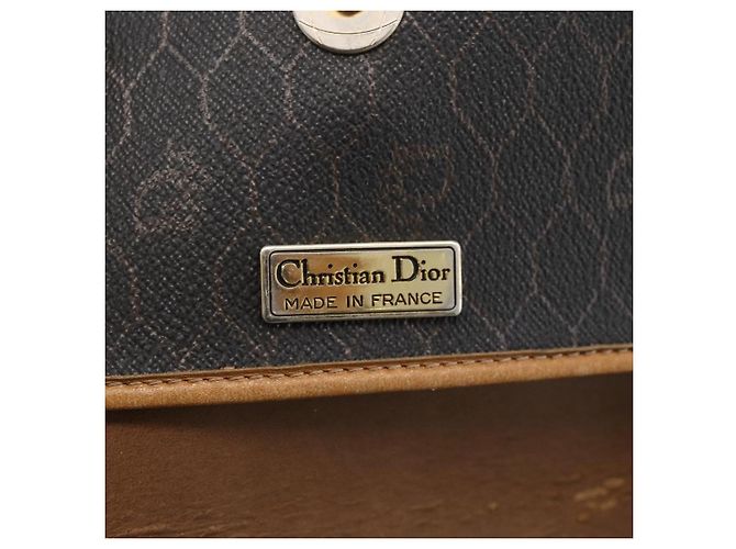 Christian Dior Schultertasche aus Waben-Canvas PVC Schwarz Gold Auth 174371 Golden - Ansicht 16