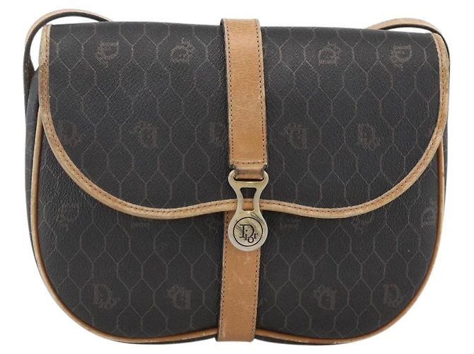 Christian Dior Schultertasche aus Waben-Canvas PVC Schwarz Gold Auth 174371 Golden - Ansicht 2