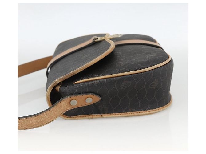 Christian Dior Schultertasche aus Waben-Canvas PVC Schwarz Gold Auth 174371 Golden - Ansicht 4