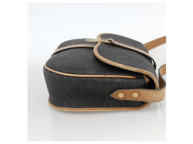 Christian Dior Schultertasche aus Waben-Canvas PVC Schwarz Gold Auth 174371 Golden - Ansicht 5