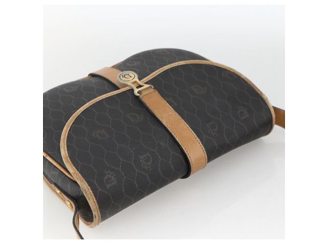 Christian Dior Schultertasche aus Waben-Canvas PVC Schwarz Gold Auth 174371 Golden - Ansicht 6
