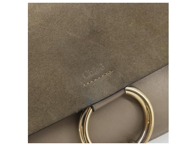 Chloé Chloe Fay Schultertasche aus Leder Wildleder Grau Gold Auth BA11981 Braun Golden - Ansicht 14