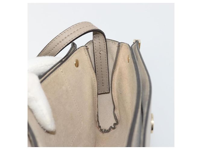 Chloé Chloe Fay Schultertasche aus Leder Wildleder Grau Gold Auth BA11981 Braun Golden - Ansicht 19