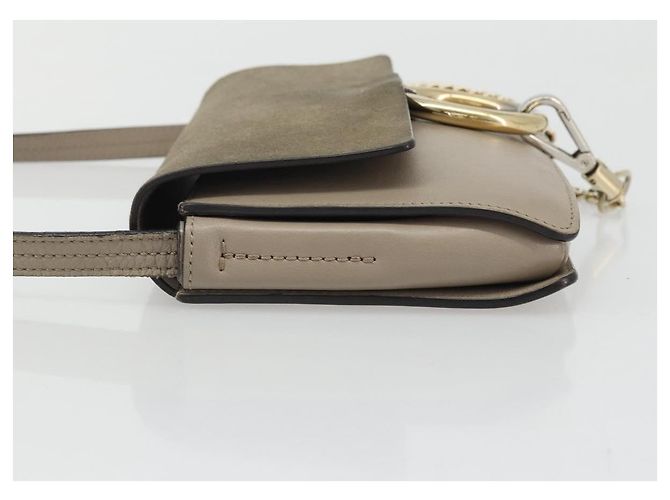 Chloé Chloe Fay Schultertasche aus Leder Wildleder Grau Gold Auth BA11981 Braun Golden - Ansicht 5