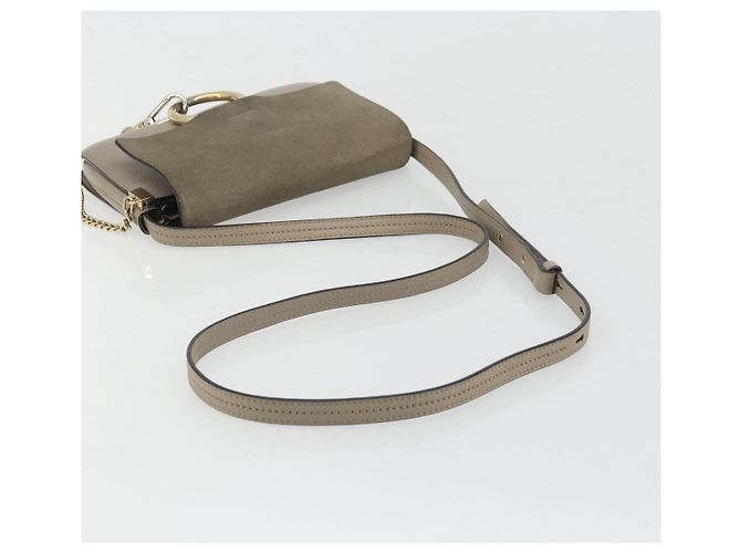 Chloé Chloe Fay Schultertasche aus Leder Wildleder Grau Gold Auth BA11981 Braun Golden - Ansicht 7