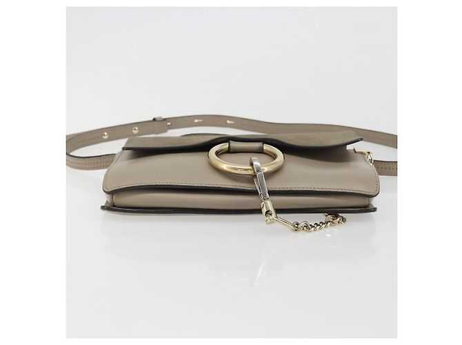Chloé Chloe Fay Schultertasche aus Leder Wildleder Grau Gold Auth BA11981 Braun Golden - Ansicht 9