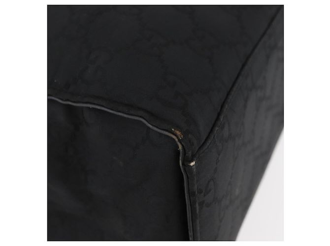 Bamboo GUCCI GG Canvas Bambus Tragetasche Nylon Schwarz Silber 002 1010 Auth YKZ144 - Ansicht 10