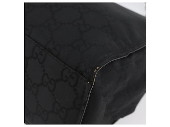 Bamboo GUCCI GG Canvas Bambus Tragetasche Nylon Schwarz Silber 002 1010 Auth YKZ144 - Ansicht 11