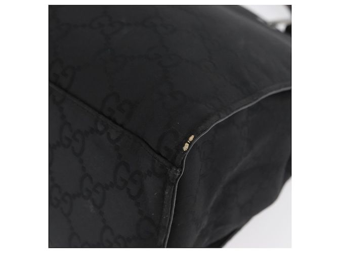 Bamboo GUCCI GG Canvas Bambus Tragetasche Nylon Schwarz Silber 002 1010 Auth YKZ144 - Ansicht 13