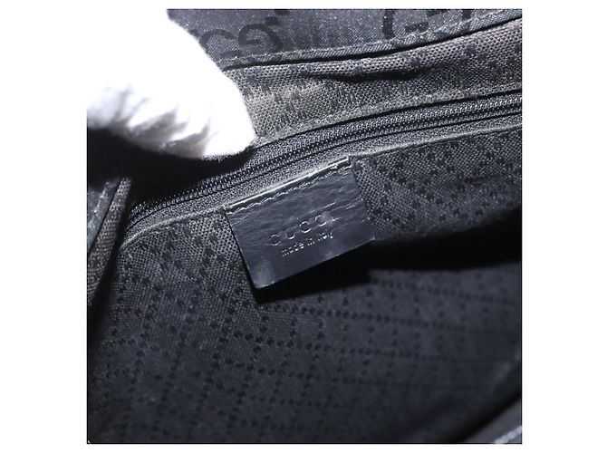Bamboo GUCCI GG Canvas Bambus Tragetasche Nylon Schwarz Silber 002 1010 Auth YKZ144 - Ansicht 15