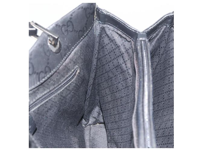 Bamboo GUCCI GG Canvas Bambus Tragetasche Nylon Schwarz Silber 002 1010 Auth YKZ144 - Ansicht 17