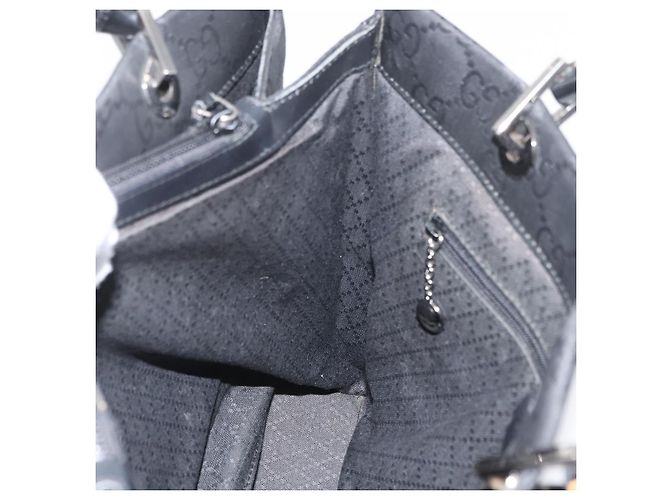 Bamboo GUCCI GG Canvas Bambus Tragetasche Nylon Schwarz Silber 002 1010 Auth YKZ144 - Ansicht 18