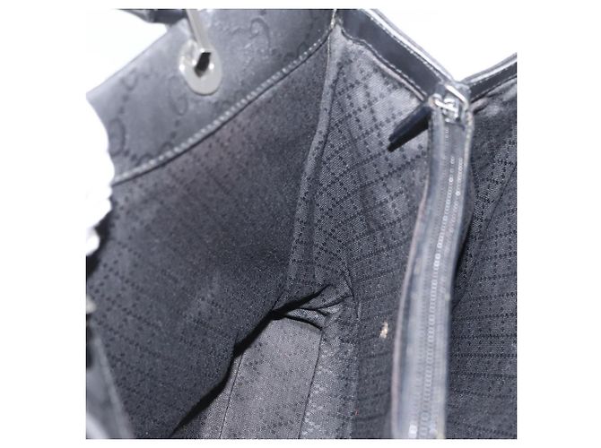 Bamboo GUCCI GG Canvas Bambus Tragetasche Nylon Schwarz Silber 002 1010 Auth YKZ144 - Ansicht 20