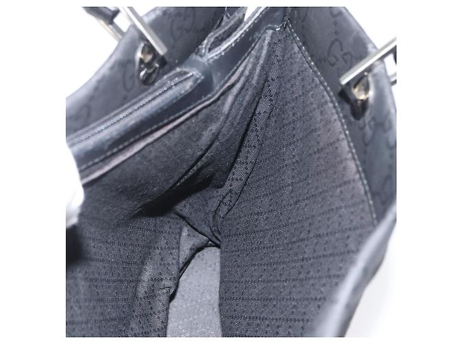 Bamboo GUCCI GG Canvas Bambus Tragetasche Nylon Schwarz Silber 002 1010 Auth YKZ144 - Ansicht 21